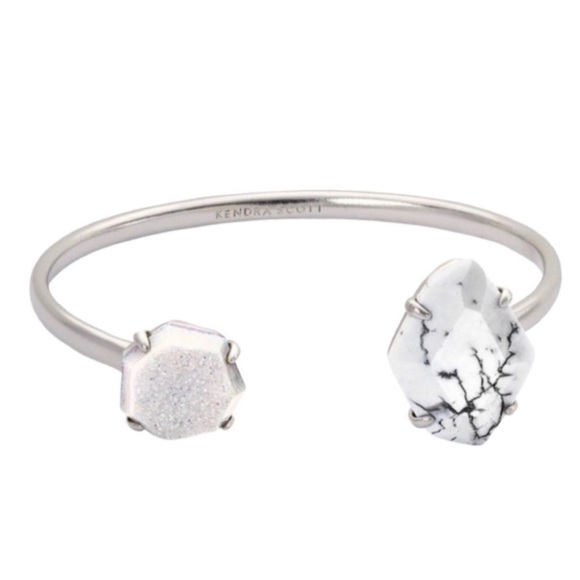 KENDRA SCOTT • Silver Cynthia White Mix Stone Cuff Bracelet - Picture 1 of 3